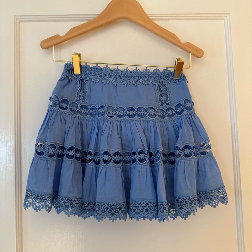 Blue Lace Trimmed Skirt